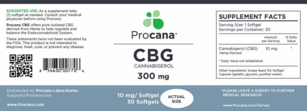 Procana CBG Oil (Regular Strength) Softgels