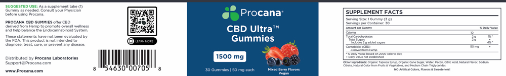 Procana CBD Ultra Gummies 1500mg
