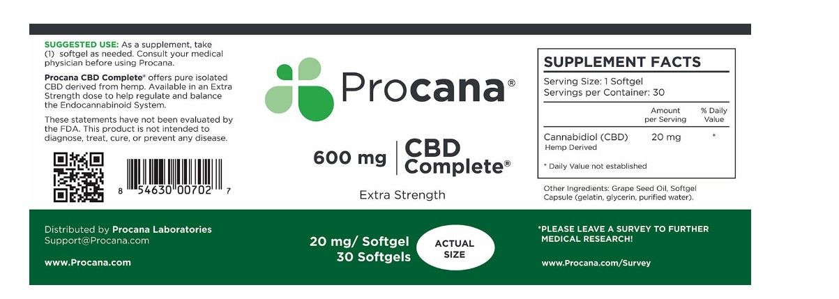 Procana CBD Complete® Softgels 600 mg